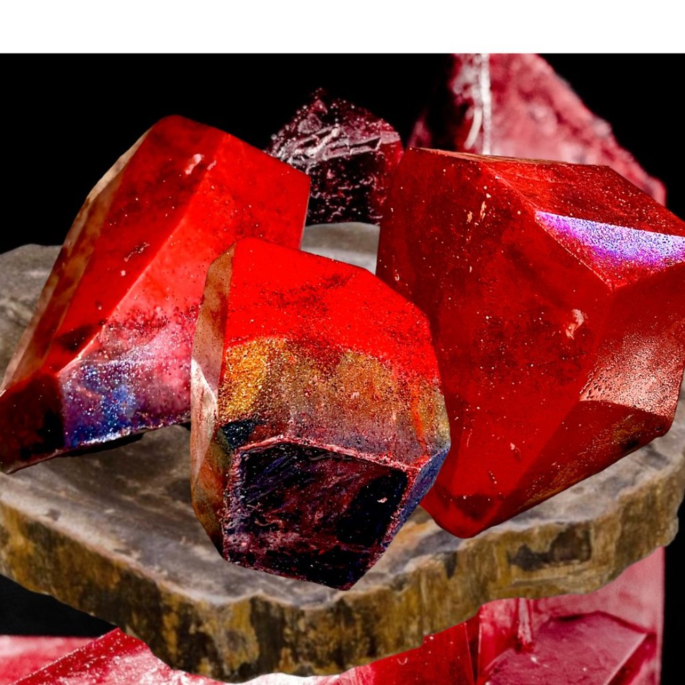 Gem Soap Rock, Ruby Red Crystal Rock Soap, Soap Set 2, Soap Rock, Garnet Gemston